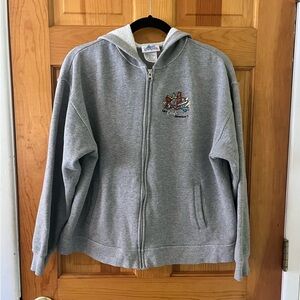 Disney Vintage California Adventure Zip Hoodie Gray Sweatshirt XL Gray with flaw
